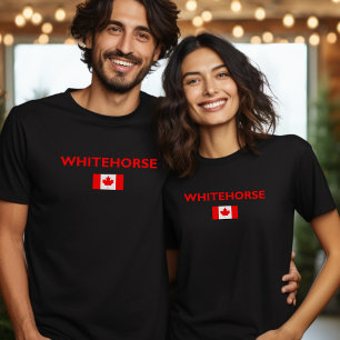 Camiseta Whitehorse Canadá Bandera Canadiense Color oscuro