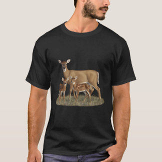 Camiseta Whitetail Deer Doe Cute Twin Fawns Willife Art