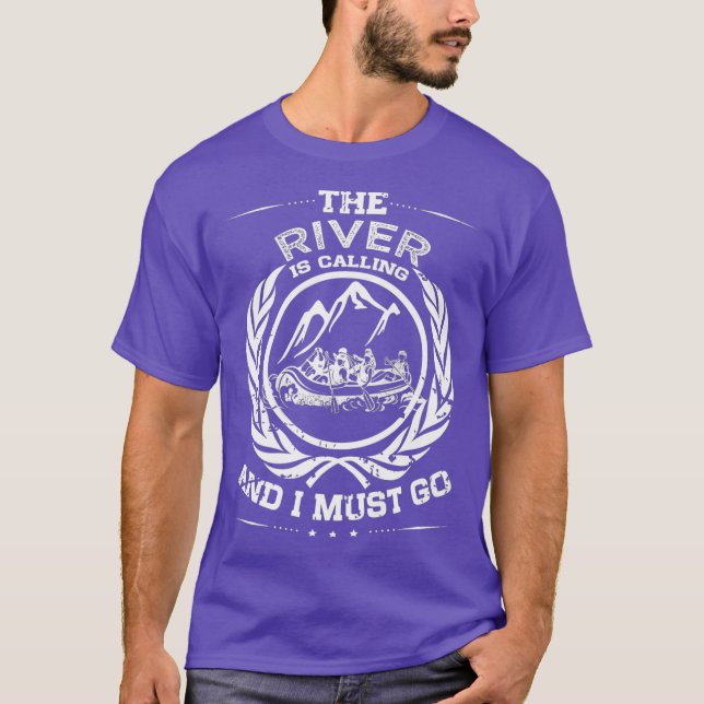 Camiseta Whitewater Rafting Distressed River Raft (Anverso)