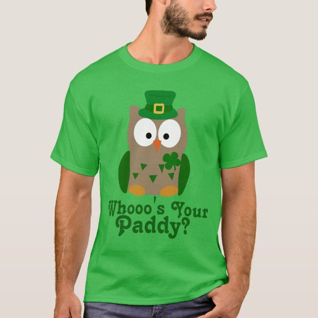 Camiseta Whooo's Your Paddy St. Patrick's Day Owl (Anverso)