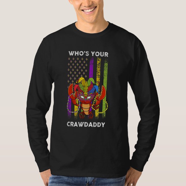 Camiseta Whos Your Crawdaddy Crawfish Flag Funny Mardi Gras (Anverso)