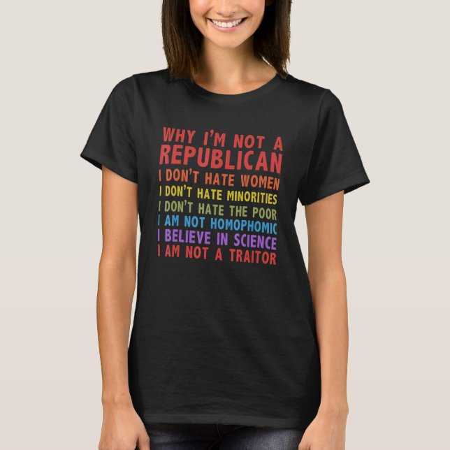 Camiseta Why I'm Not A Republican I Don't Hate Women (Anverso)
