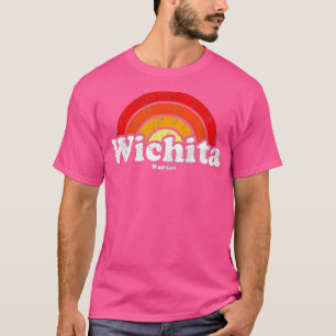 Camiseta Wichita Kansas KS diseño de arco iris retro de 70