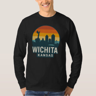 Camiseta Wichita Kansas Skyline Sunset Ciudad Retro Moder