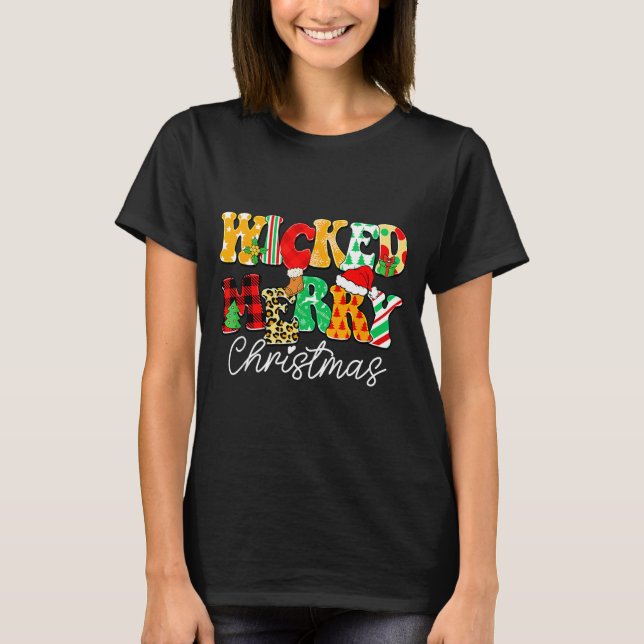 Camiseta Wicked Merry Christmas Pattern Mix Humor  (Anverso)