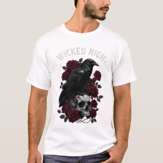 Camiseta Wicked Night Raven & Skull Gothic Halloween T-Shir