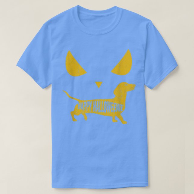 Camiseta Wiener Dog Dachshund Badger Feliz Cara de Hallowee (Diseño del anverso)