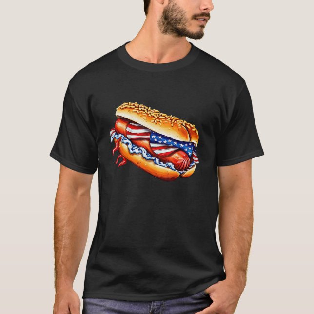 Camiseta Wiener Hotdog Costume USA 4th of July Party Outfit (Anverso)