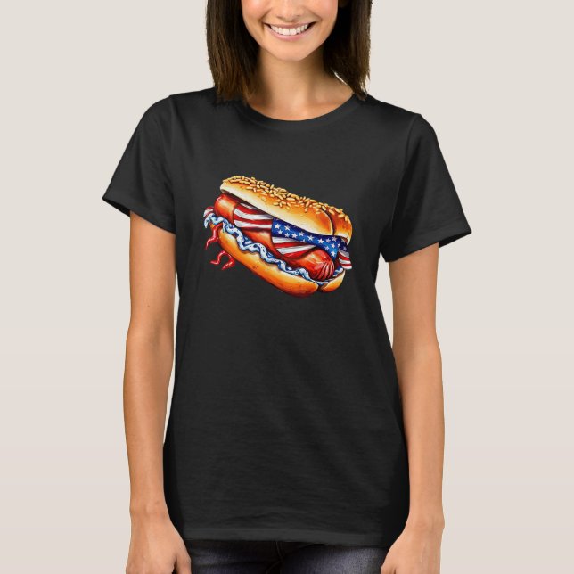 Camiseta Wiener Hotdog Costume USA 4th of July Party Outfit (Anverso)