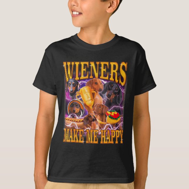 Camiseta Wieners Make Me Happy Funny Dachshund Dog Lover  (Anverso)