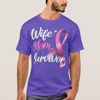 Camiseta Wife Mom Survivor Breast Cancer Awareness 