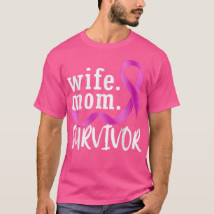 Camiseta Wife Mom Survivor Pink Ribbon Breast Cancer Surviv