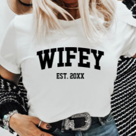 Camiseta Wifey Est estilo Varsity. Año mínimo Minimalista