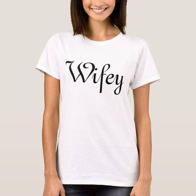Camiseta Wifey Modern Black Script White Womens T-Shirt (Anverso)