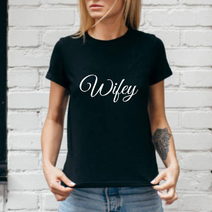 Camiseta Wifey moderna luna de miel Guión blanco mujeres ne