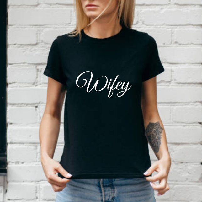 Camiseta Wifey moderna luna de miel Guión blanco mujeres ne (Subido por el creador)