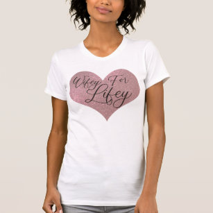 Camiseta Wifey para Lifey Cita Rosa Purpurina de oro Corazó