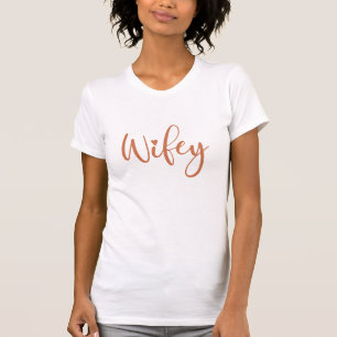 Camiseta Wifey Terracotta Script White Modern Womens