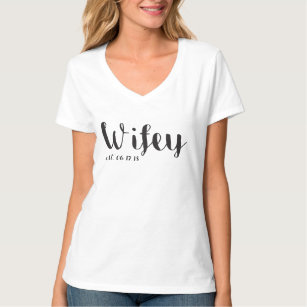 Camiseta Wifey y Personalizado Hubby Honeymoon Tee
