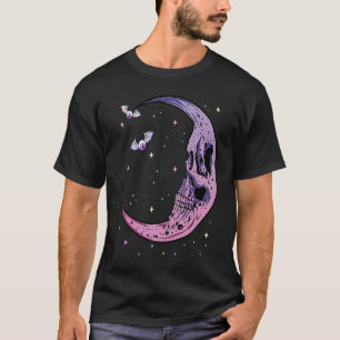 Camiseta WiFi Estético de Cráneo de Fase de Luna Creciente 