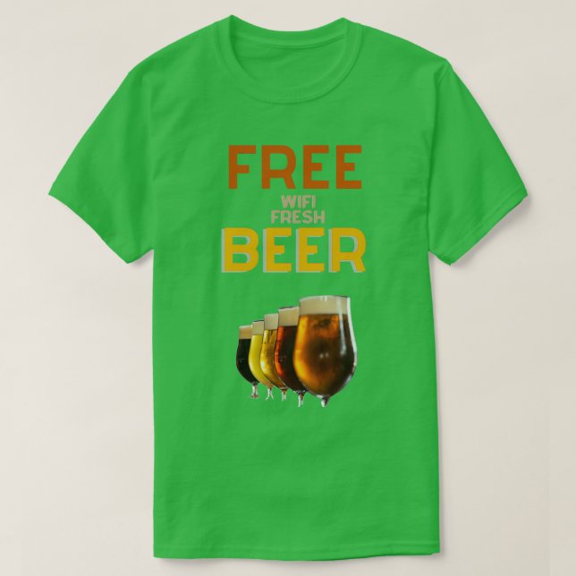 Camiseta wifi gratuito y cerveza fresca (Diseño del anverso)