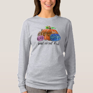 Camiseta Wild About Fall Leopard Print Pumpkins