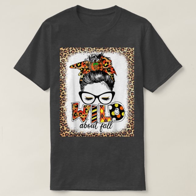 Camiseta Wild About Fall Leopard Women Cae Lover Otoño Bl (Diseño del anverso)