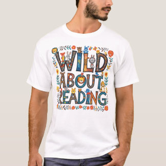 Camiseta Wild About Read Cute Jungle Animals Book Lover