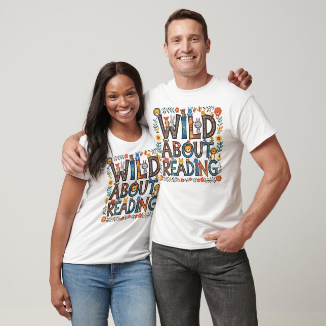 Camiseta Wild About Read Cute Jungle Animals Book Lover (Unisexo)