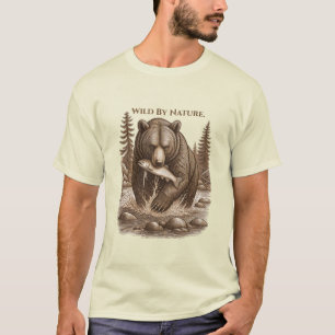 Camiseta Wild By Nature Bear Forest Graphic Tee