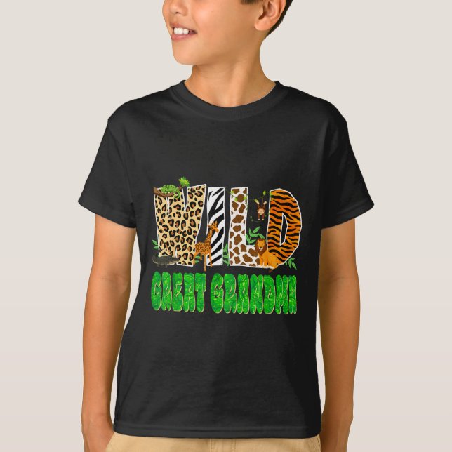 Camiseta Wild Great Grandma Zoo Safari Animal Birthday Fami (Anverso)
