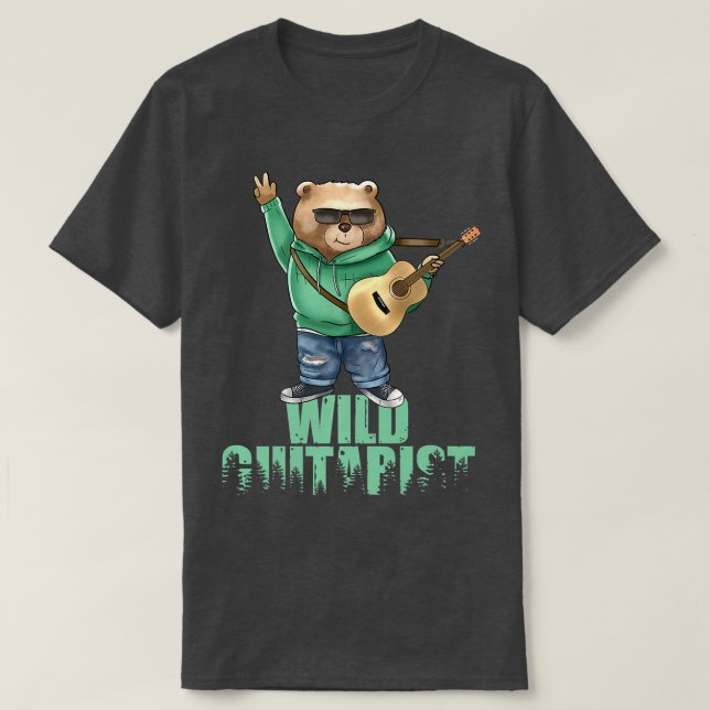 Camiseta Wild Guitarist Funny Bear Guitar Player Premium (Diseño del anverso)