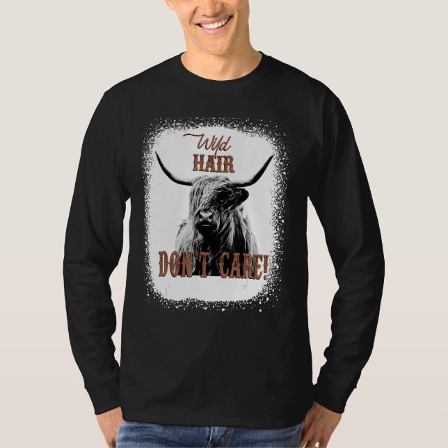 Camiseta Wild Hair Don't Care Funny Cow Heifer Lover Bleach (Anverso)