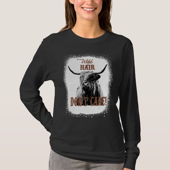 Camiseta Wild Hair Don't Care Funny Cow Heifer Lover Bleach (Anverso)