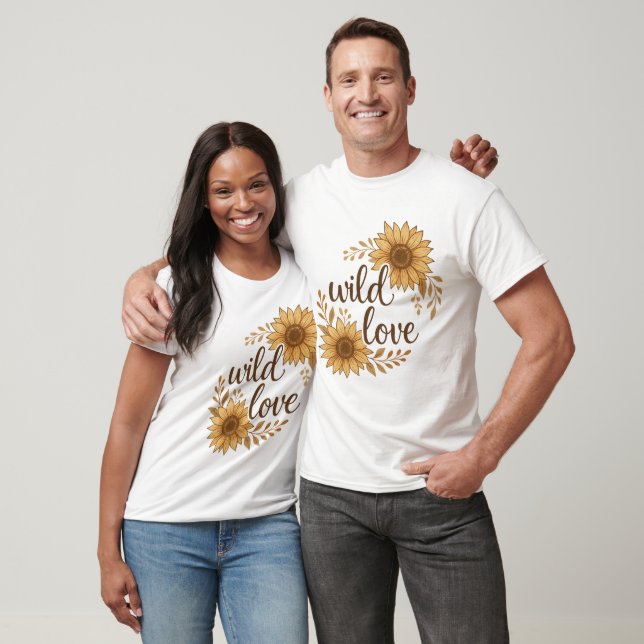 Camiseta Wild Love – Rustic Boho Sunflower Wedding T-Shirt (Unisexo)