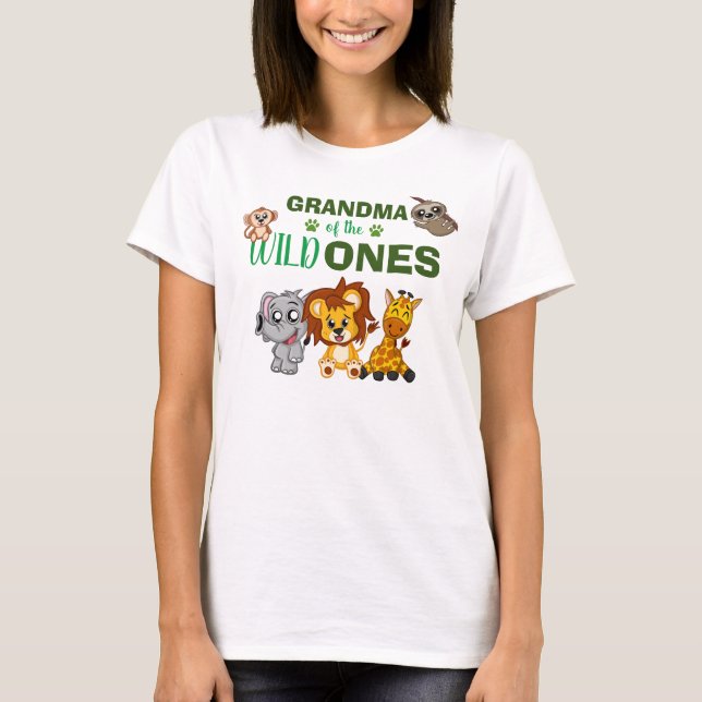 Camiseta Wild One Jungle Safari Zoo Animal Twins Abuela (Anverso)