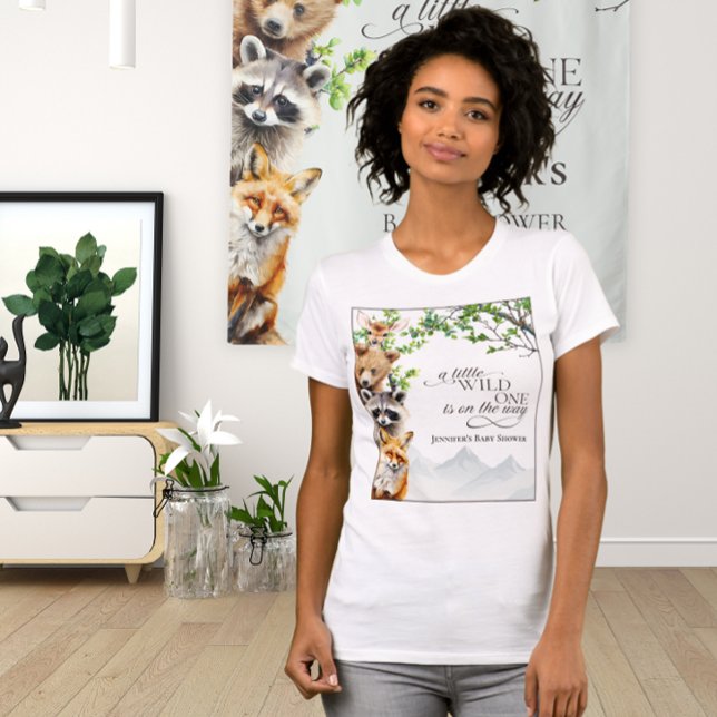Camiseta Wild One Woodland Wildlife Baby Shower Party Shirt (Subido por el creador)