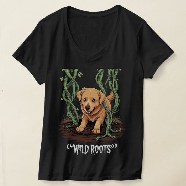 Camiseta Wild Roots – Spooky Golden Retriever Garden Design (Distribución )