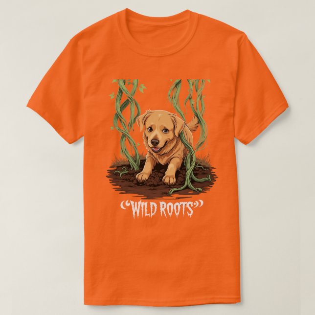 Camiseta Wild Roots – Spooky Golden Retriever Garden Design (Diseño del anverso)