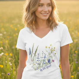 Camiseta Wild Spirit | Watercolor Wildflowers V-Neck