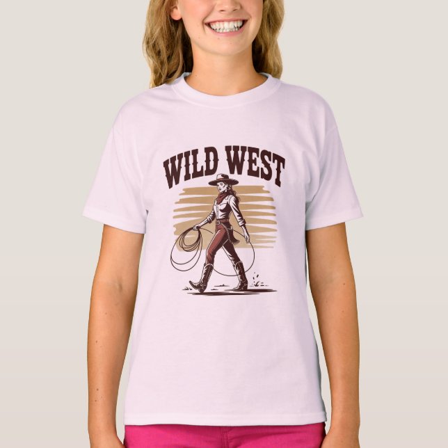 Camiseta Wild West Cowgirl – Retro (Anverso)