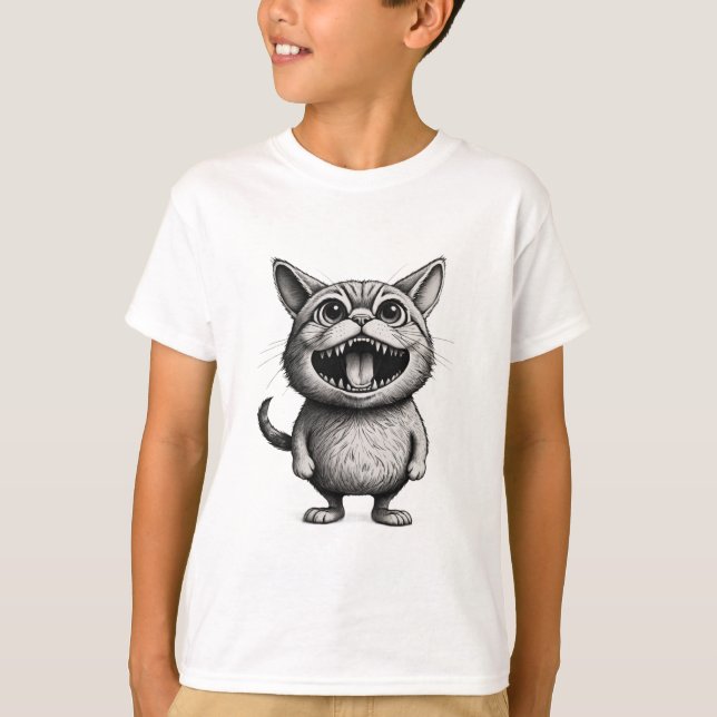 Camiseta  “Wild Whiskers – Crazy Cartoon Cat T-Shirt by Ink (Anverso)