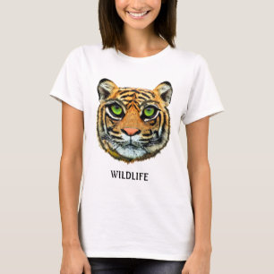 Camiseta Wild Young Tiger Face & Calligraphy