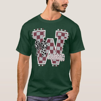 Camiseta Wildcats Checkered Maroon Wildcat Pride School Spi