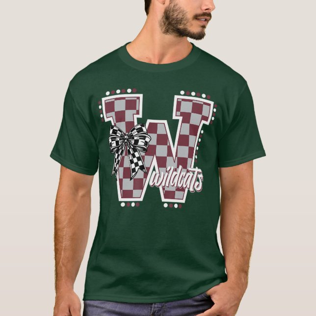 Camiseta Wildcats Checkered Maroon Wildcat Pride School Spi (Anverso)