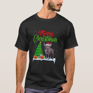 Camiseta Wildebeest Christmas Tree ilumina divertidas navid
