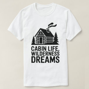 Camiseta Wilderness Dreams Coszy Log Cabin Silhouette Art