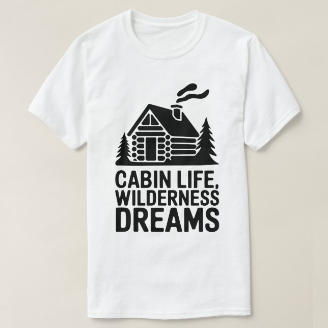 Camiseta Wilderness Dreams Coszy Log Cabin Silhouette Art (Diseño del anverso)