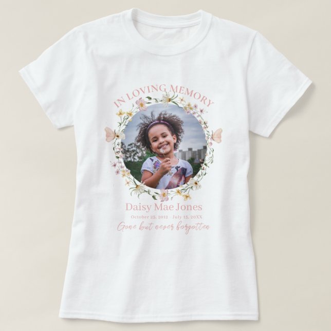 Camiseta Wildflower In Loving Memory Memorial Funeral Photo (Diseño del anverso)