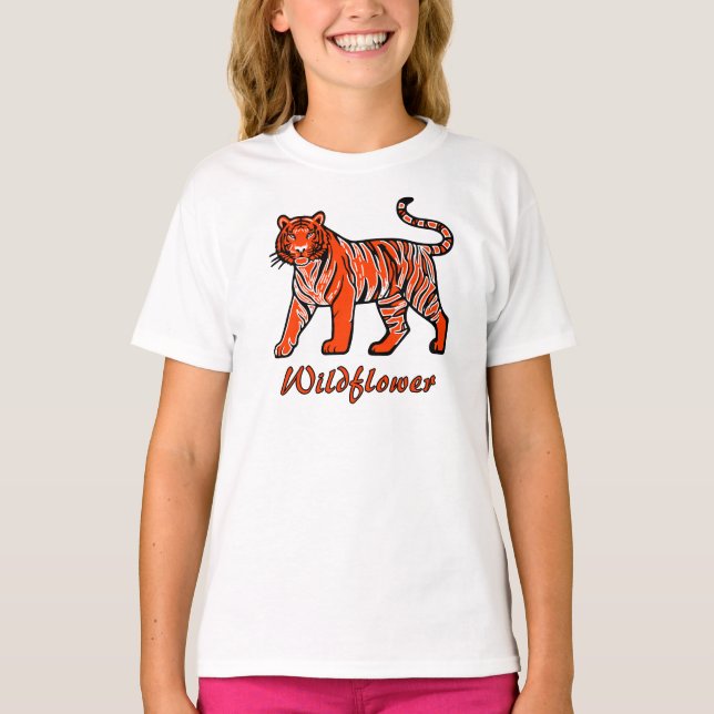 Camiseta Wildflower Orange Tiger Kids T-Shirt (Anverso)